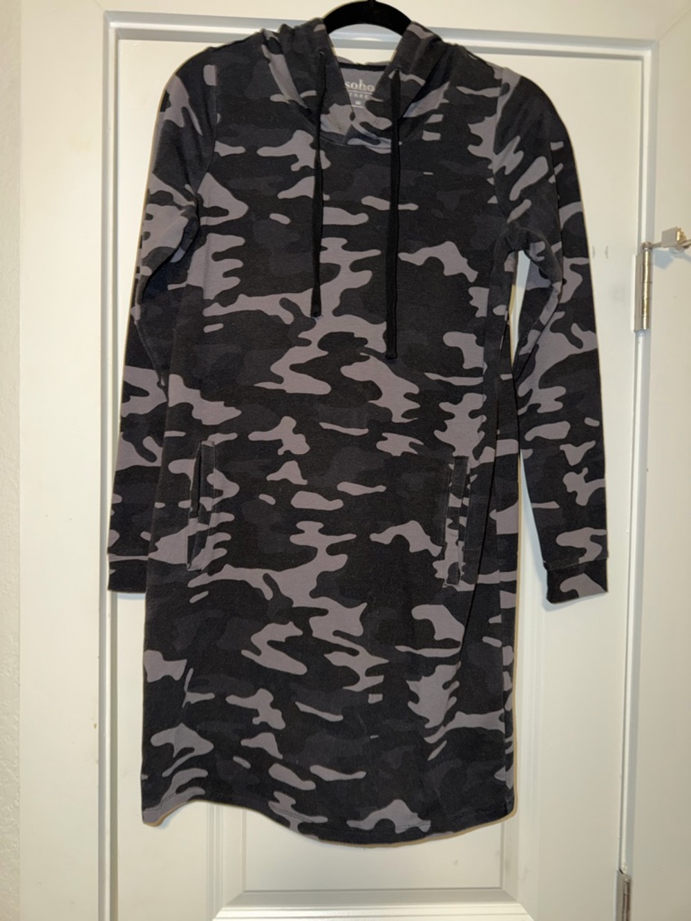 Soho Black & Gray Camo Hoodie Tunic